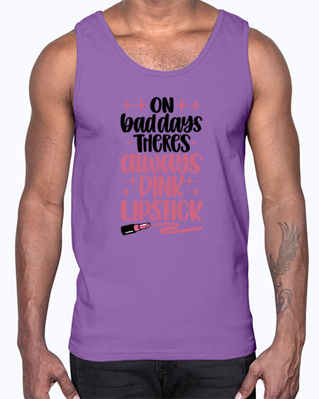 On Bad Days There∩s Always Pink Lipstick Style 33#-makeup Cotton Tank