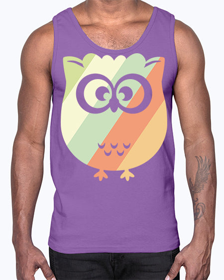 Owl Retro Style Vintage A TurtleRabbit 15#- owl- Cotton Tank