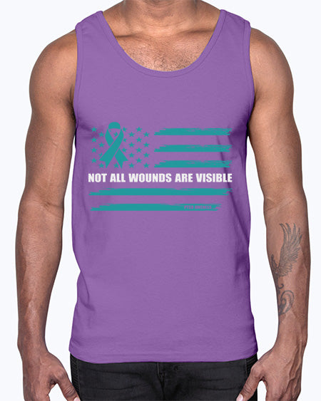 PTSD Awareness Not All Wounds 19#- PTSD- Cotton Tank
