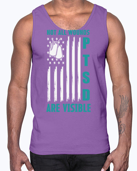 PTSD Awareness Not All Wounds 8#- PTSD- Cotton Tank