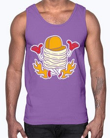 Pancake on fire 200#- cartoon food- Cotton Tank