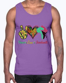 Peace Love Juneteenth Day Fist Png 8#- black juneteenth- Cotton Tank