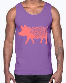 PigMandala 985#- mandala- Cotton Tank
