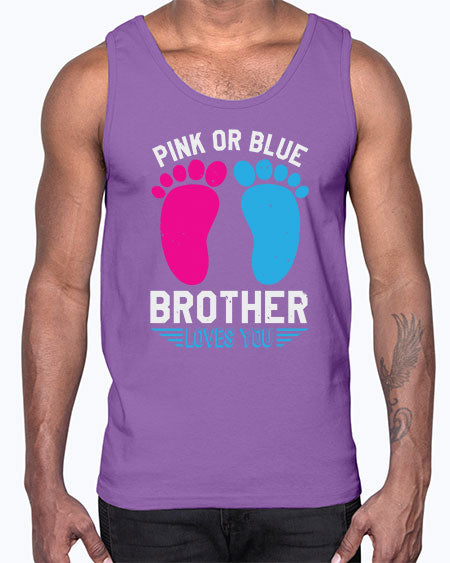 Pink or Blue brother loves you Style 185#- baby shower- Cotton Tank