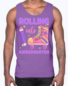 Rolling into Kindergarten 787#- kindergarten- Cotton Tank
