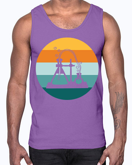 ScientistRetroSunsetScientistSkinite Scientist Skinite 39#- general science- Cotton Tank
