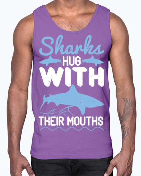 Sharks hug with their mouths Style 22#- shark-fish- Cotton Tank