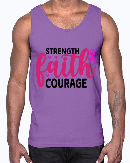Strength Faith Courage 8#- breast cancer- Cotton Tank