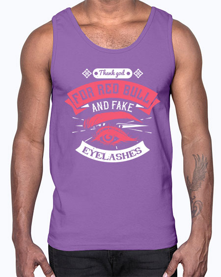 Thank god for Red Bull and fake eyelashes Style 185#-makeup Cotton Tank