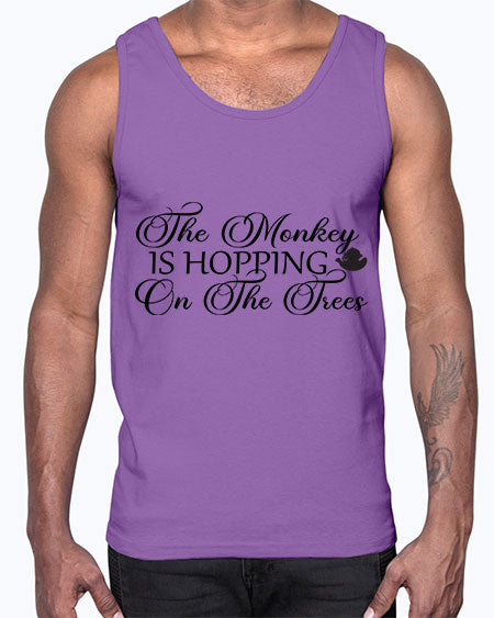 The monkey is hopping on - monkey- Cotton Tank