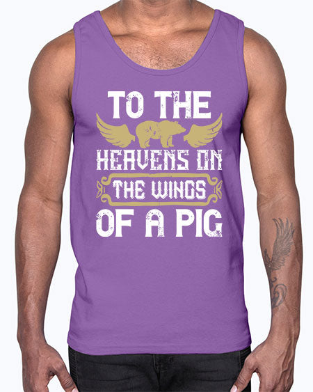 To the heavens on the wings of a pig Style 14#- pig- Cotton Tank
