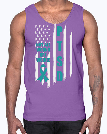 Veteran Not All Wounds Are 5#- PTSD- Cotton Tank