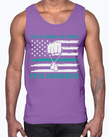Veteran PTSD Not all wounds 4#- PTSD- Cotton Tank