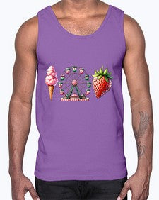 Watercolor Strawberry Fair 1693#- strawberry- Cotton Tank