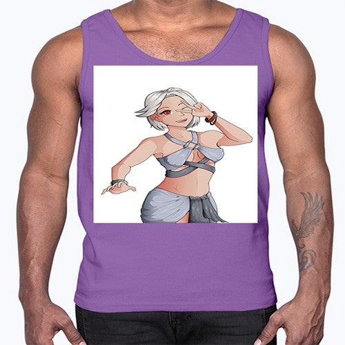 White hair girl wearing summer outfit 40#- anime- Cotton Tank
