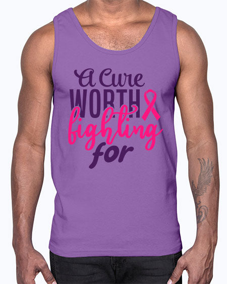 a cure worth fighting for Style 17#- breast cancer- Cotton Tank