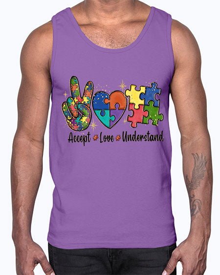 accept love understand 2#- autism- Cotton Tank