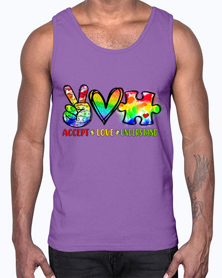 accept love understand- autism- Cotton Tank