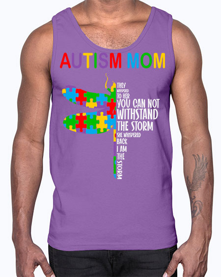 autism mom dragonfly puzzle pieces 47#- autism- Cotton Tank