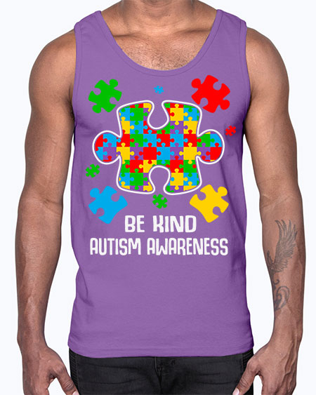 be kind puzzle pieces autism 71#- autism- Cotton Tank
