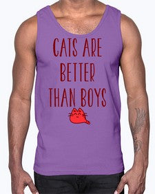 cats are better than boys- cats- Cotton Tank