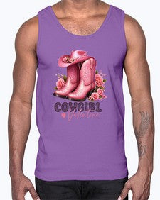 cowgirl valentine cupid valentine 352#- western- Cotton Tank