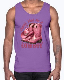 cupid find me a cowboy western 359#- western- Cotton Tank