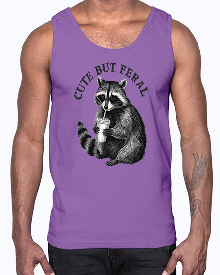 cute but feral 5#- raccoon- Cotton Tank