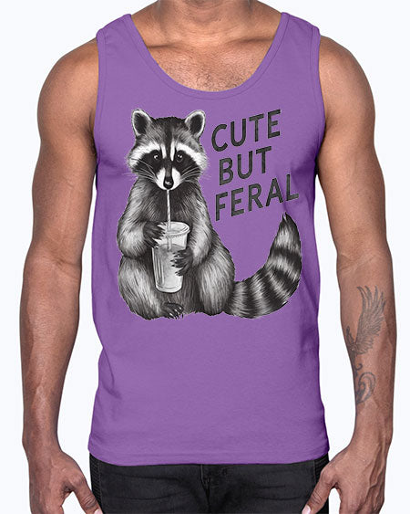 cute but feral 7#- raccoon- Cotton Tank