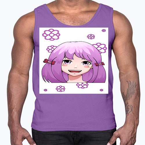 cute ponytails purple hair girl 63#- anime- Cotton Tank