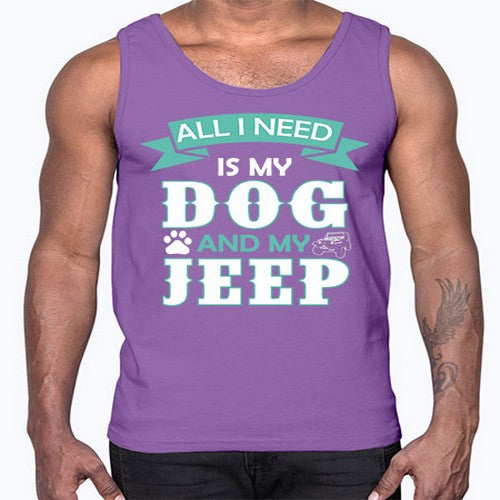 dog and jeep 74#- dogs- Cotton Tank