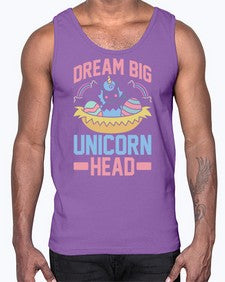dream big unicorn head 98#- unicorn- Cotton Tank