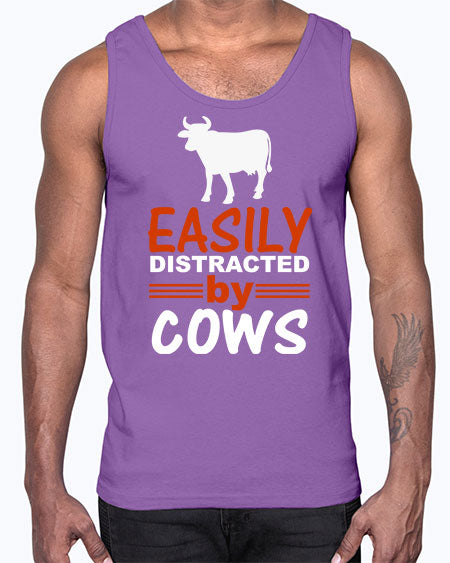 easily distracted by cows Style 4#- cow- Cotton Tank