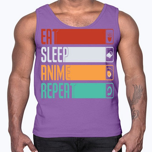 eat sleep anime repeat225#- anime- Cotton Tank