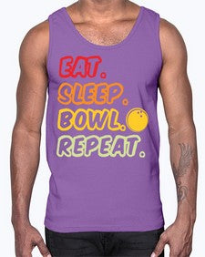 eat sleep bowl repeat 349#- bowling- Cotton Tank