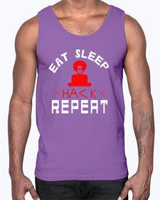 eat sleep hack repeat 48#- computer- Cotton Tank