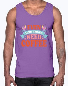 even unicorns need coffee 120#- unicorn- Cotton Tank