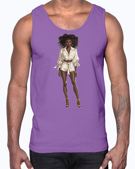 fashion girl in white 77#-  fashion- Cotton Tank
