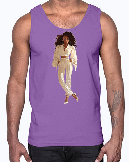 fashion girl in white 78#-  fashion- Cotton Tank