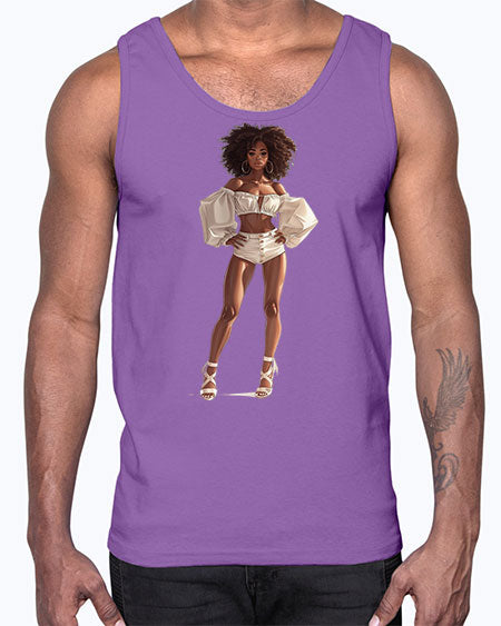 fashion girl in white 80#-  fashion- Cotton Tank