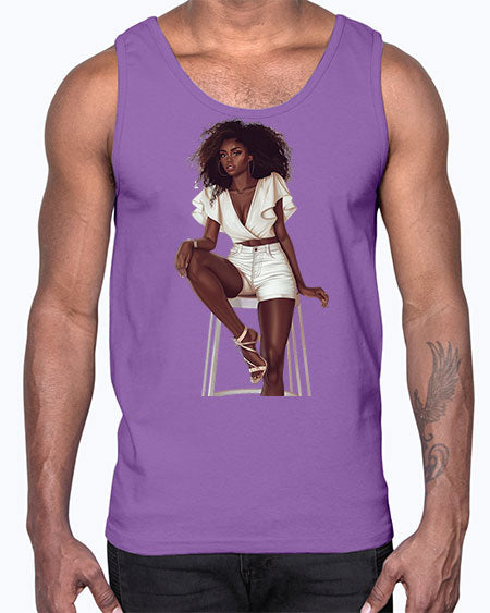 fashion girl in white 85#-  fashion- Cotton Tank