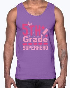 fifth Grade Superhero 92#- fifth grade- Cotton Tank