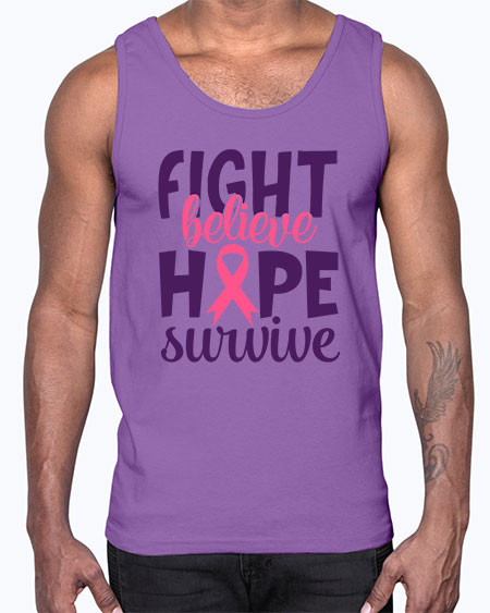 fight believe hope survive Style 13#- breast cancer- Cotton Tank