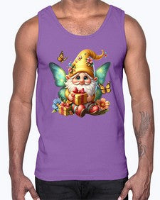 gnome with butterfly 07#- gnome- Cotton Tank