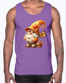 gnome with butterfly 09#- gnome- Cotton Tank