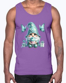 gnome with butterfly 10#- gnome- Cotton Tank