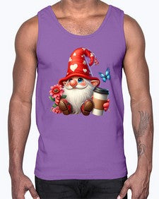 gnome with butterfly 12#- gnome- Cotton Tank
