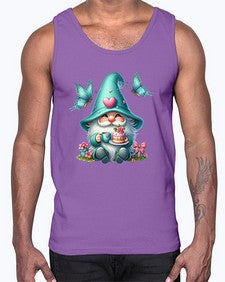 gnome with butterfly 14#- gnome- Cotton Tank