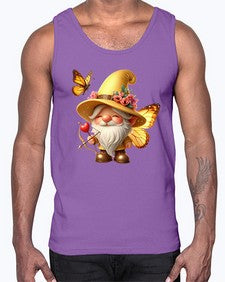 gnome with butterfly 27#- gnome- Cotton Tank
