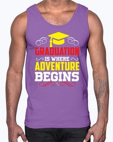 graduation is where adventure beings 226#- graduation- Cotton Tank